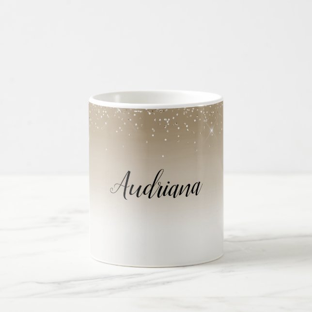 Mug Mariage Luxueux Pailleté Crème Et Or (Centre)