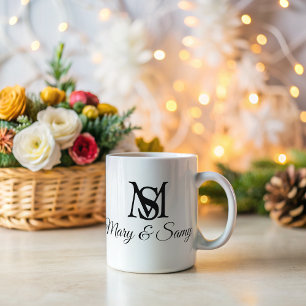 Mug Mariage Monogram Elegant Simple chic