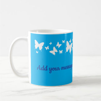 Mug mariage papillon bleu personnalisé