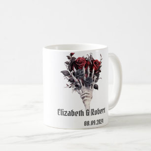 Mug Mariage squelette de roses rouges gothiques 