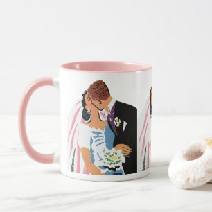 Mug Mariage vintage, Mariée rétro et baiser de chambre