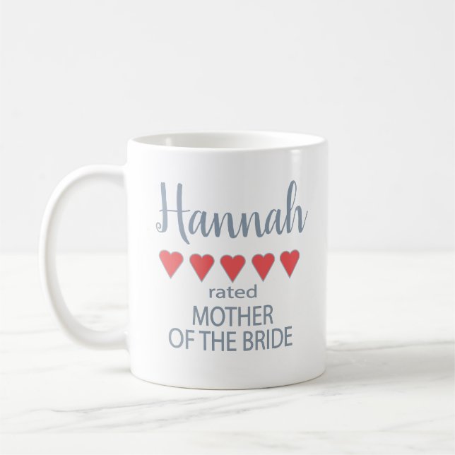 Mug Marie de la mariée 5 coeurs pour la mariée et la n (Gauche)