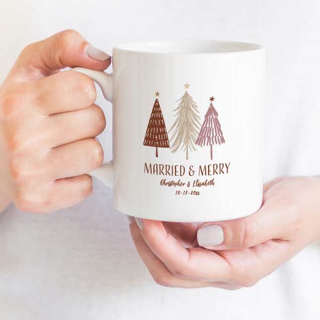 Mug Marié Joyeux Arbre de Noël Fêtes M. Mme (Créateur téléchargé)