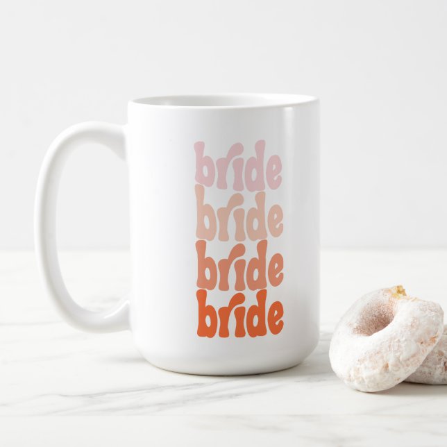 Mug Mariée mignonne rétro orange, personnalisé (Avec donut)