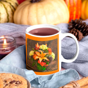 Mug Marigolds, Hydrangea, Lilies Floral Automne