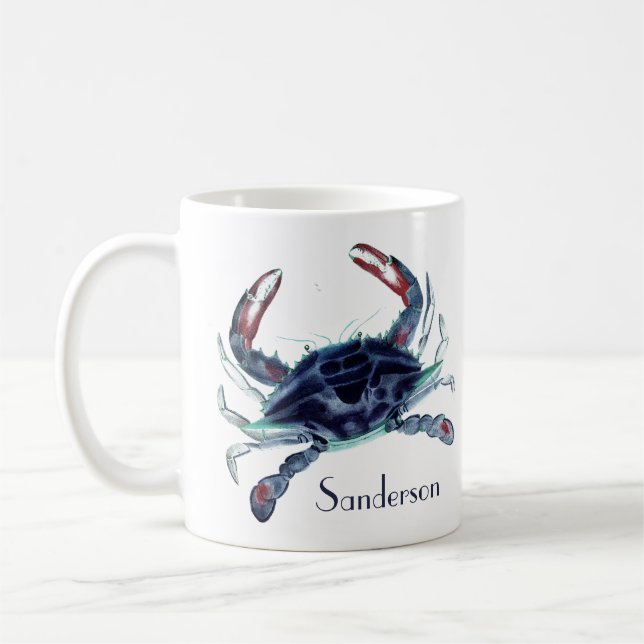 Mug Marine bleu crabe nautique côtier (Gauche)