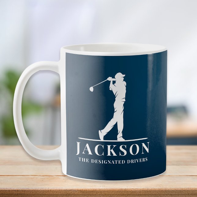 Mug Marine bleu Personnalisé Monogramme Golfer (Créateur téléchargé)