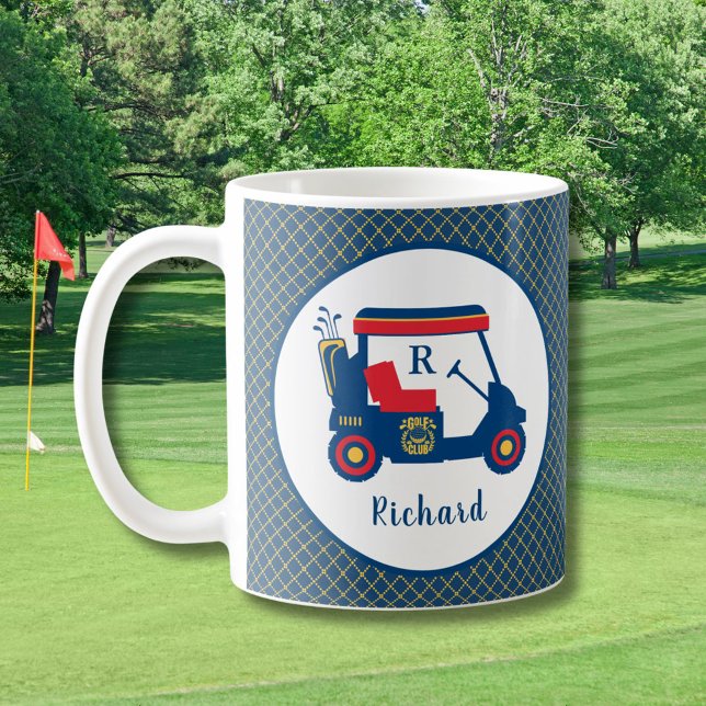 Mug Marine Blue Gold et Red Golf Personnalisé (Créateur téléchargé)