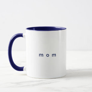 Mug Marine Minimale Bleu Texte Personnalisé Maman Blan