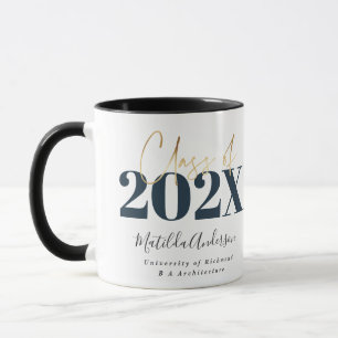 Mug marine or graduation élégant écriture moderne m