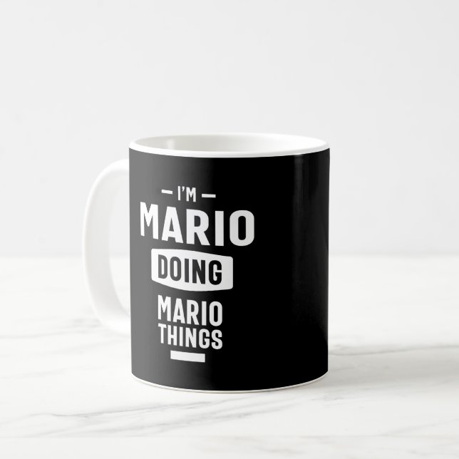 Mug Mario Nom personnalisé Cadeau Anniversaire (Devant gauche)