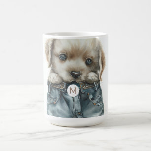 Mug Marionnette mignonne en Jeans Art Monogramme