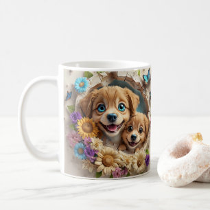 Mug Marionnettes du jour de la mère entourées de fleur
