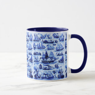 Mug MARITIME, NAVIRES VINTAGES, NAVIRES À VOILE, Bleu 