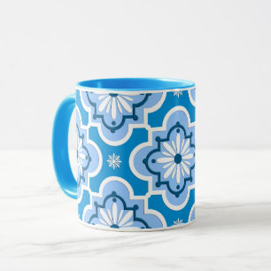 Mug Marocain en tuiles motif - Bleu et Blanc