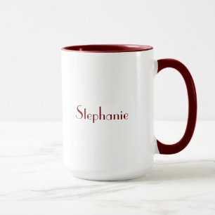 Mug Maroon Blanc Élégant Personnalisé Nom de la Mère F