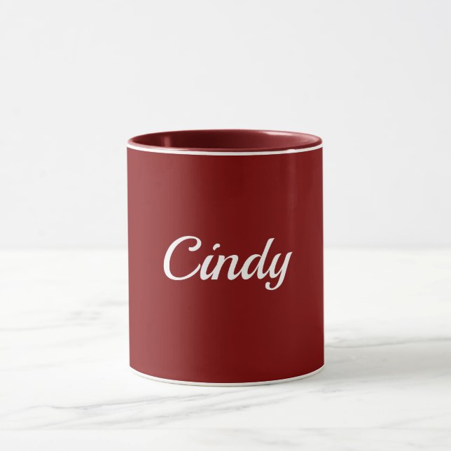 Mug Maroon-red, white text, TEMPLATE, (Centre)