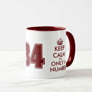 Mug Maroon rouge garder calme 34e anniversaire cadeau 
