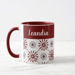 Mug Maroon Rouge Rétro Spiro Motif géométrique