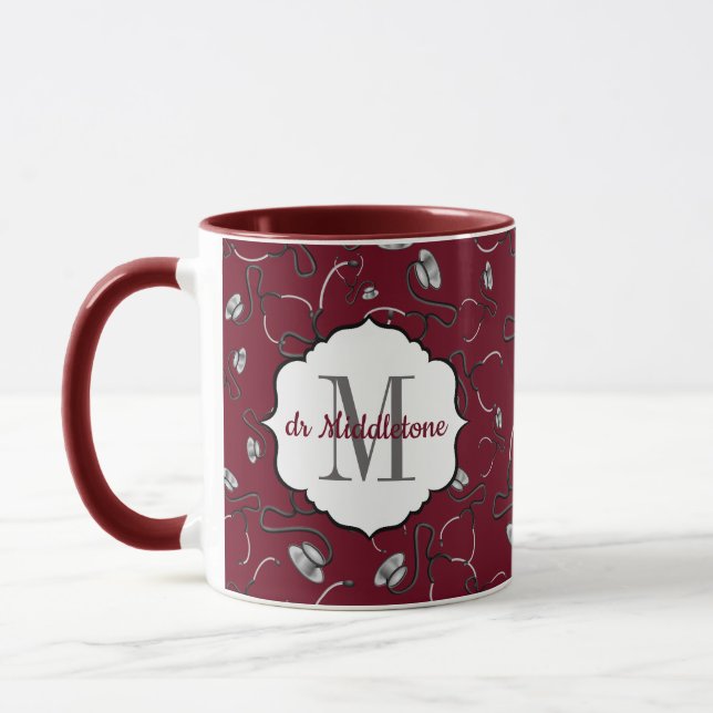 Mug Maroon stéthoscopes Médicales pour le nom des méde (Gauche)