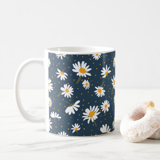Mug Marque classique de marguerite jaune blanc (Avec donut)