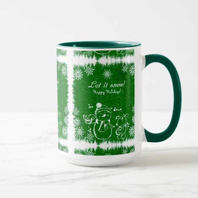 Mug Marque Verte Et Blanche Snowman - Laisser Neiger (Droite)