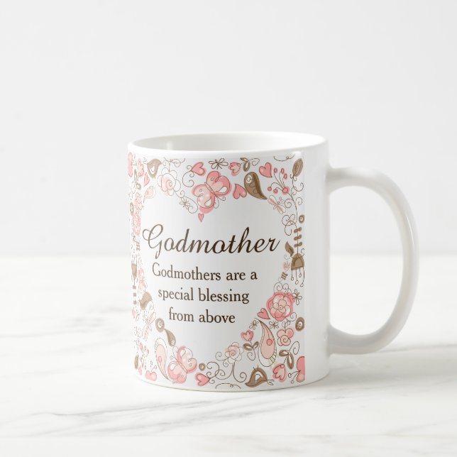 Mug Marraine florale personnalisée de coeur (Droite)