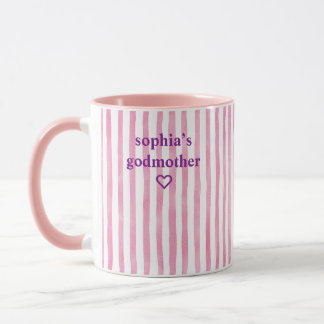 Mug Marraine personnalisée rayée rose