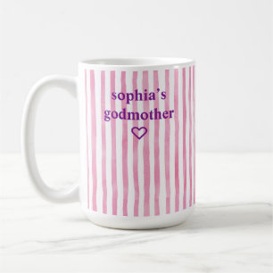 Mug Marraine personnalisée rayée rose