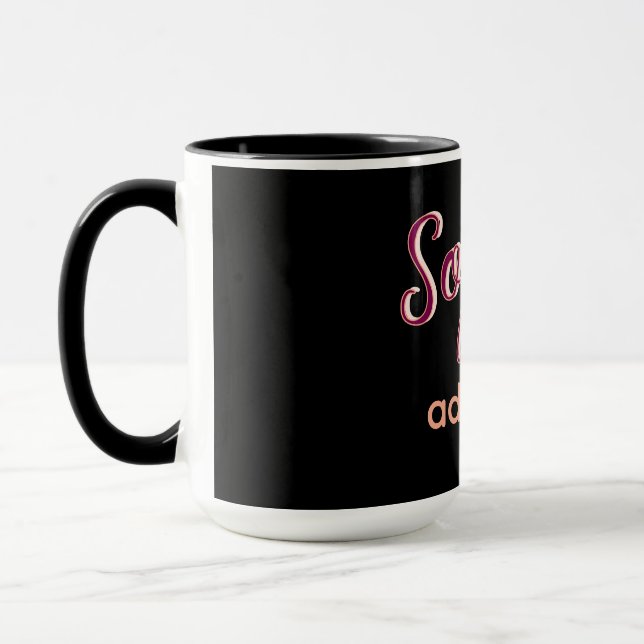 Mug marron ajouter nom fille patron texte noir élégant (Gauche)