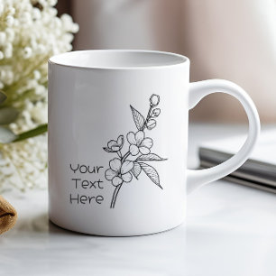 Mug Mars Cerisier Fleur Noir Minimal Ajouter Votre Tex