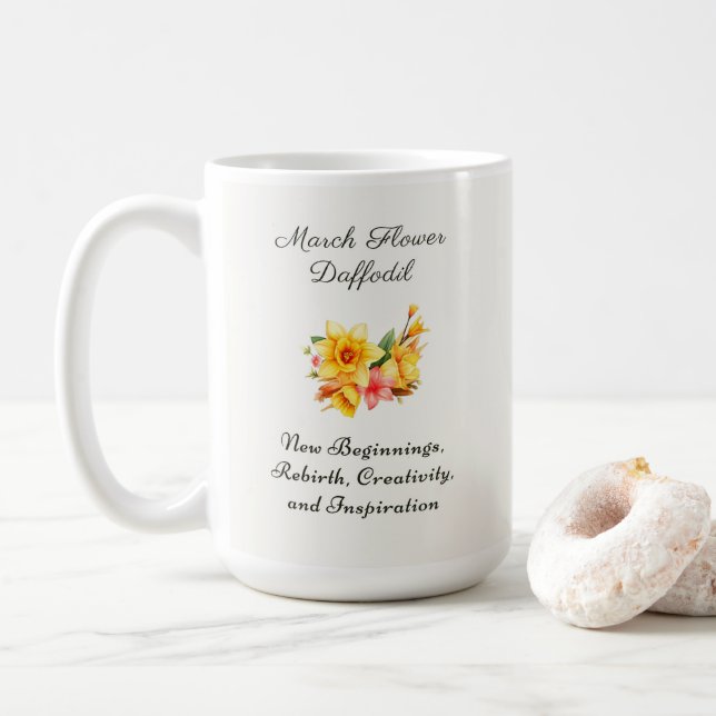 Mug Mars Mois de la naissance Daffodique cadeau de nai (Avec donut)