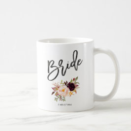 Mug Marsala burgundy Mariée florale