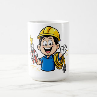 Mug Mascotte Électricien Énergétique Foudre Dessin Ani