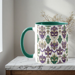 Mug Masque de Mardi Gras Orné Décoratif Art Fleur De L