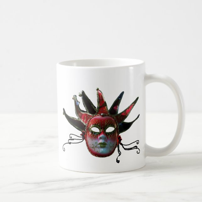 Mug MASQUE JESTER ROUGE NOIR, Fête Mascarade (Droite)