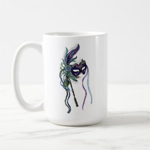 Mug Masque Mardi Gras avec plumes