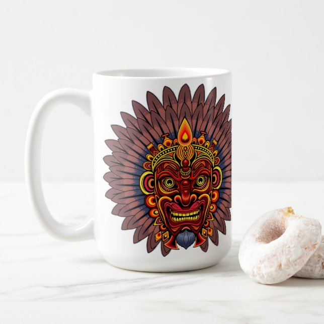 Mug Masque rituel du roi guerrier tribal (Avec donut)