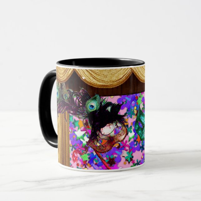 Mug MASQUES DE MASQUERADE DU MARDI GRAS Confettis Colo (Devant gauche)