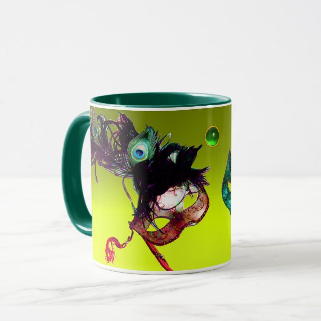 Mug MASQUES DE MASQUERADE DU MARDI GRAS Topaze jaune G (Devant gauche)