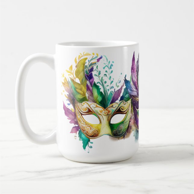 MUG MASQUES MARDI GRAS COLORÉS (Gauche)