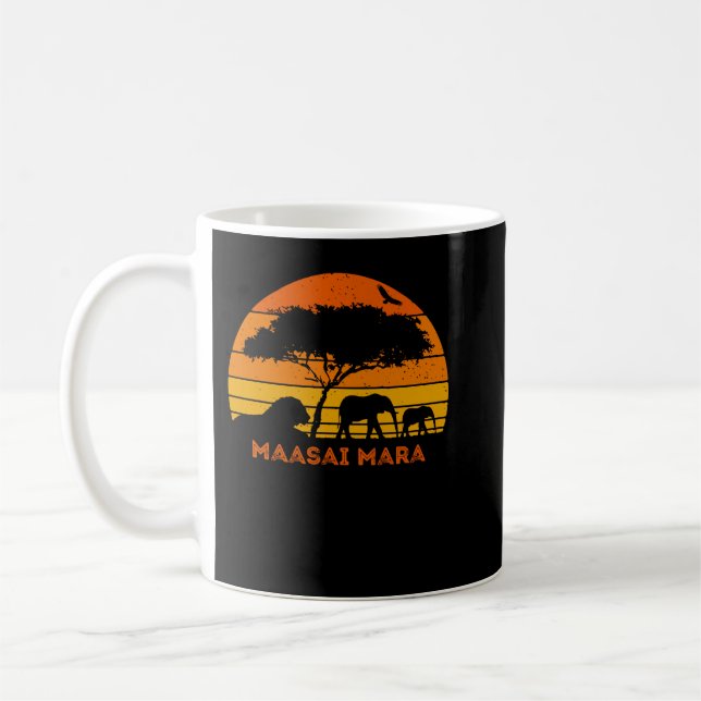 Mug Massai Mara Safari Elephant Lion Sunset Kenya Safa (Gauche)