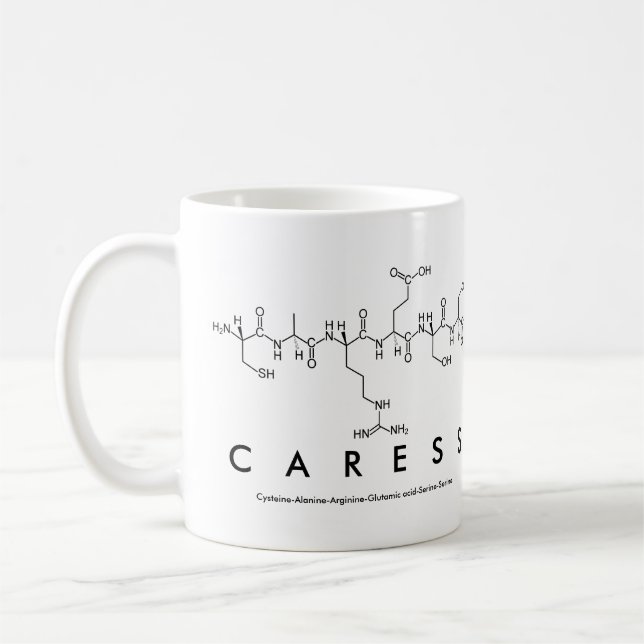 Mug Masse du nom du peptide Caress (Gauche)