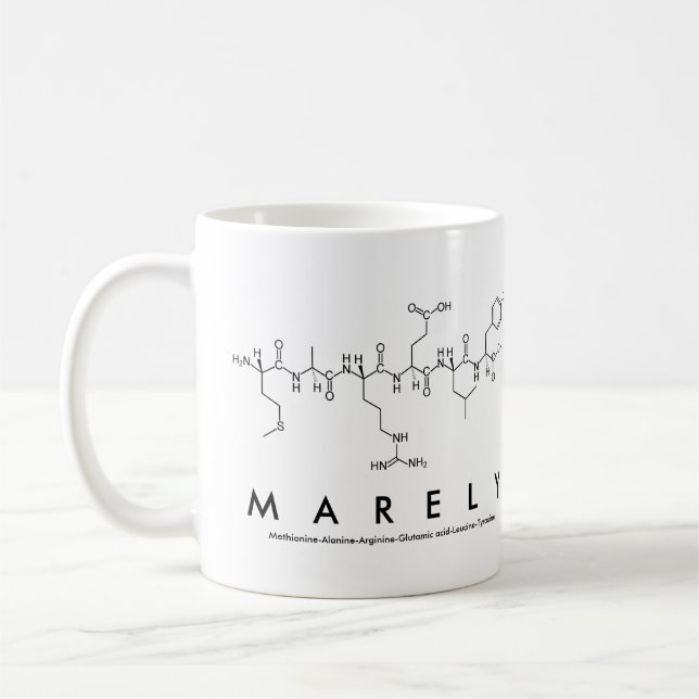 Mug Masse du nom du peptide Marely (Gauche)
