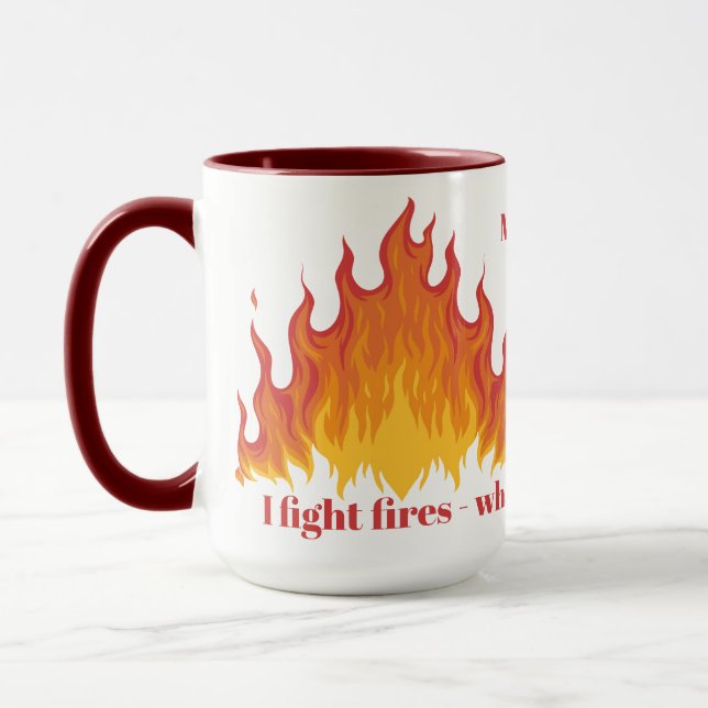 Mug Masse FIREFIGHTER de nom et de texte personnalisés (Gauche)