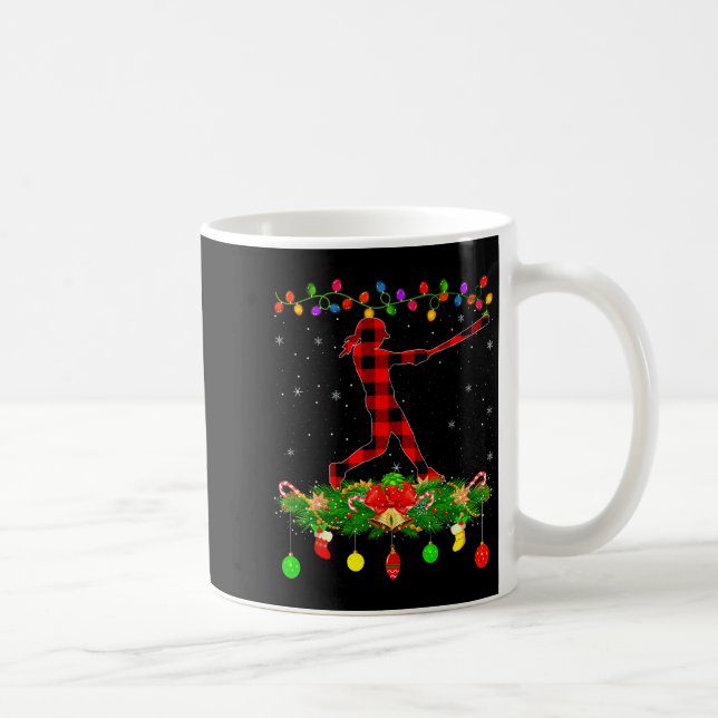 Mug Matching Buffalo Plaid Softball Srts Christmas Paj (Droite)