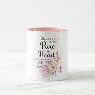 Mug Matthieu 5:8 Heureux sont Pure dans la Fleur du Co