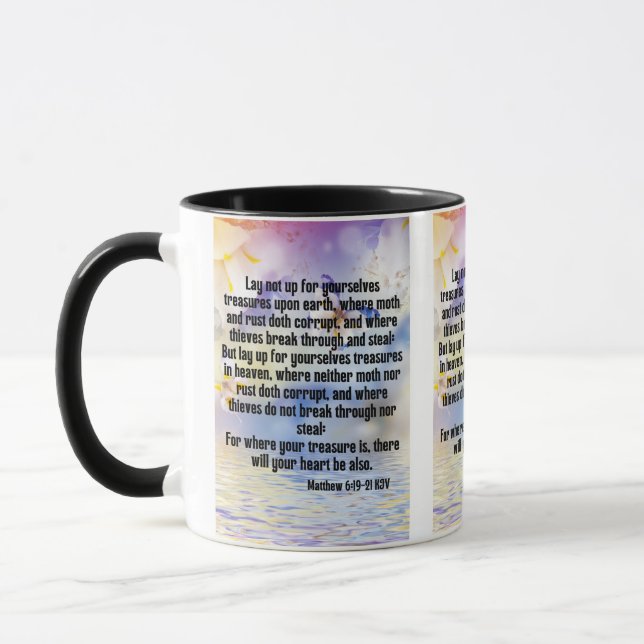 Mug Matthieu 6:19-21 KJV Bible Écriture Pic Deux Tons (Gauche)
