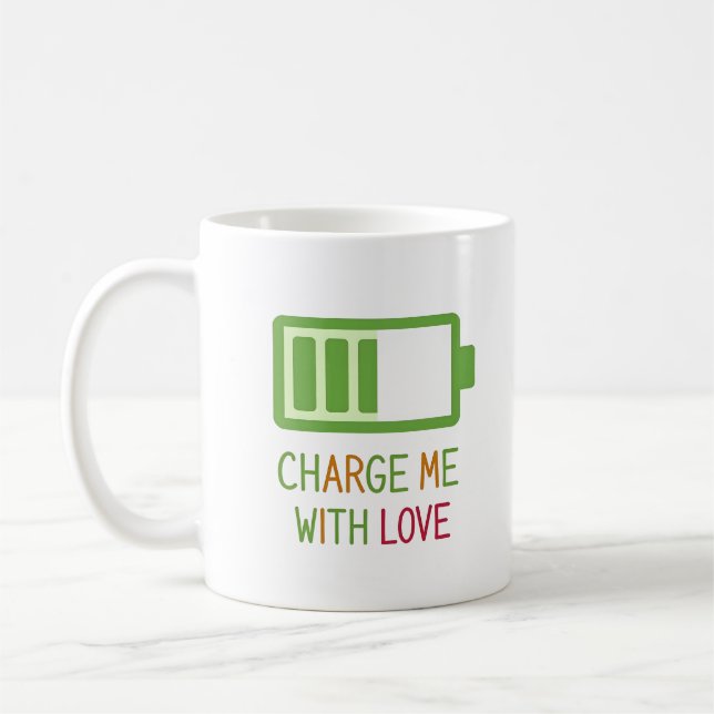 Mug Me charger avec Love Battery Icon pour les couples (Gauche)