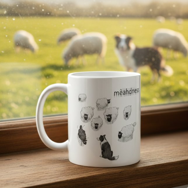 Mug Mêahdness Funny Sheep Dog Pen Sketch Cartoon (Créateur téléchargé)